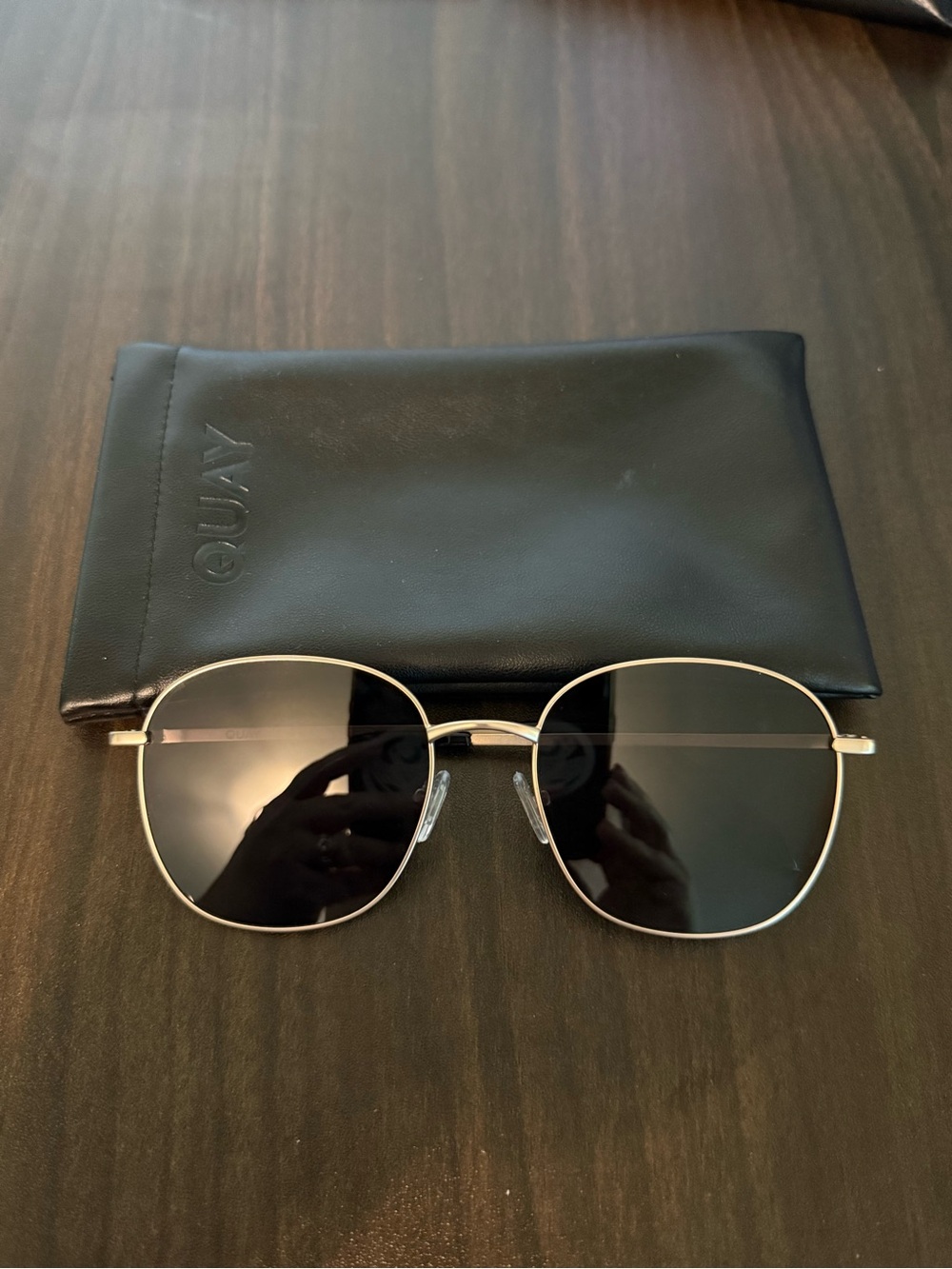 Quay Australia JEZABELL Gold Frame Polarized Sunglasses with Smoke Lenses